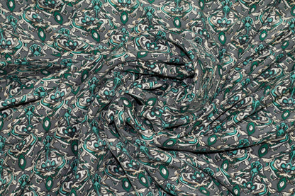 Teal and Gray Silk - Prime Fabrics