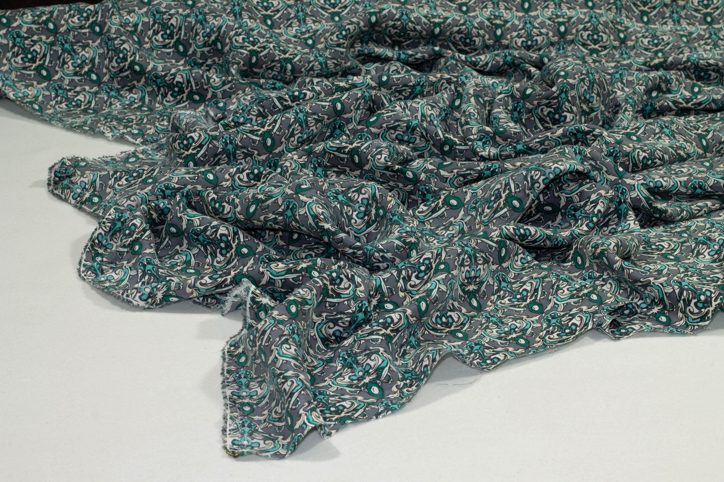 Teal and Gray Silk - Prime Fabrics