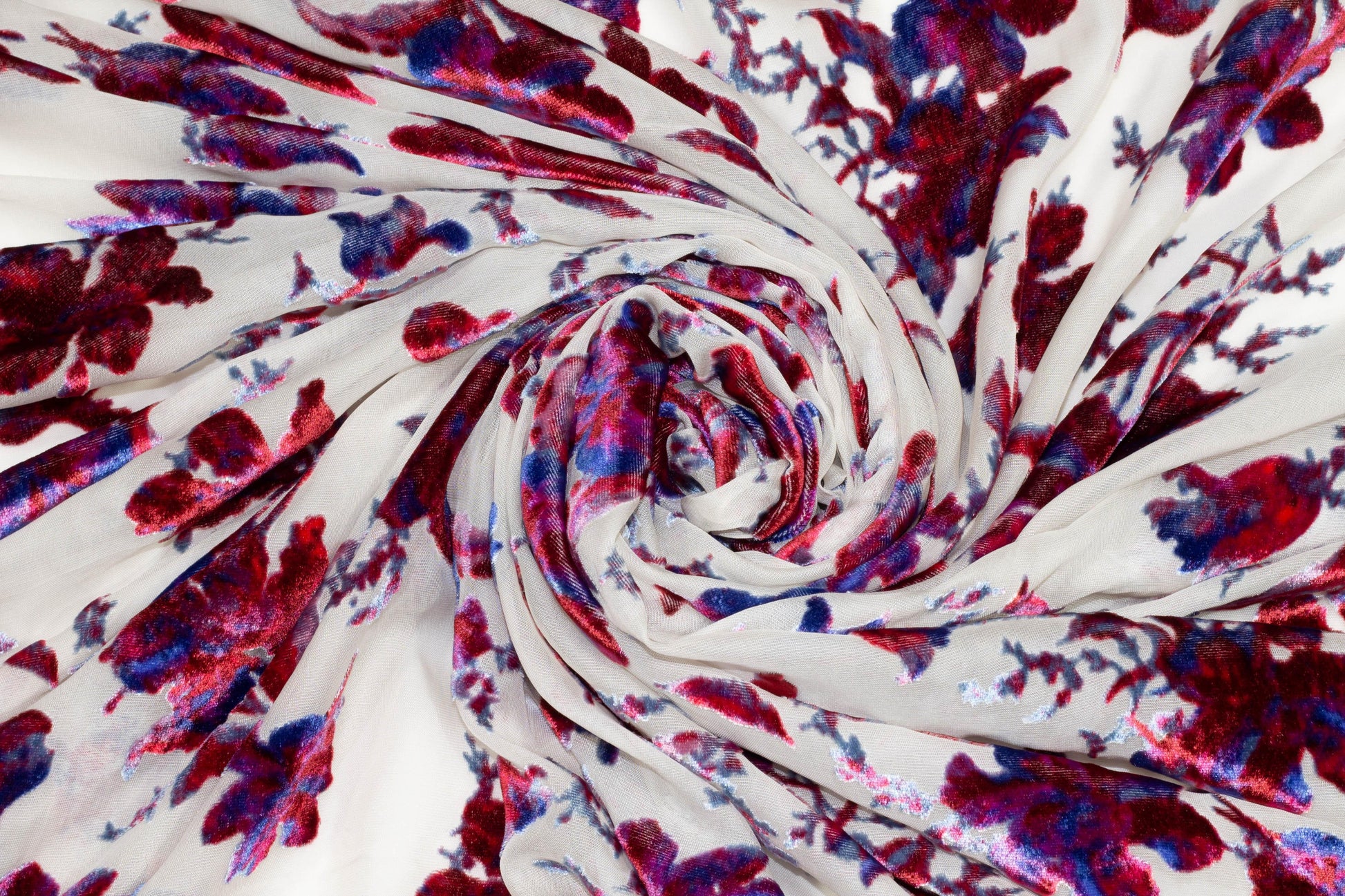 Multicolor Floral Silk Velvet Burnout - Prime Fabrics