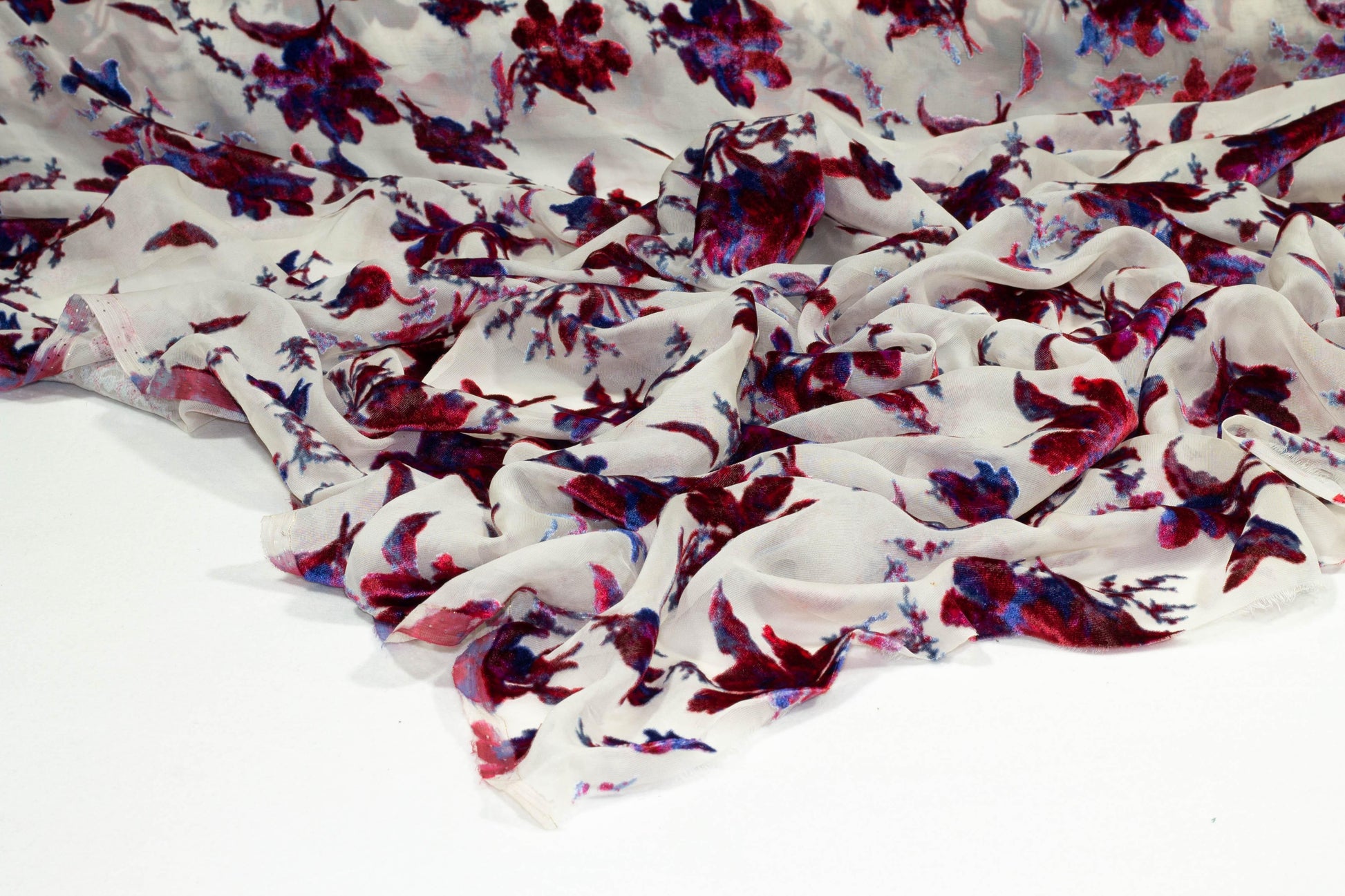 Multicolor Floral Silk Velvet Burnout - Prime Fabrics