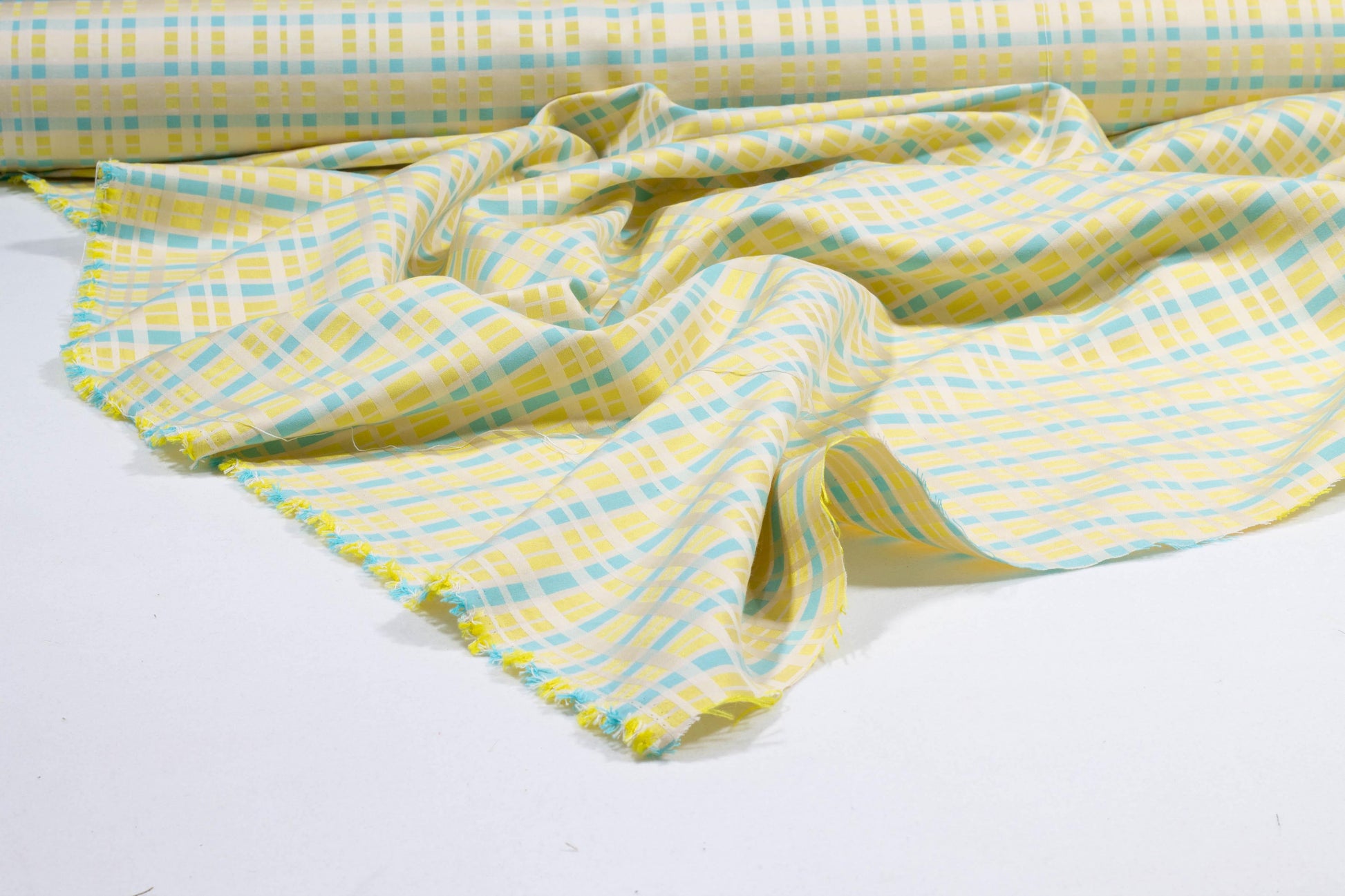 Yellow and Blue Checked Jacquard - Prime Fabrics