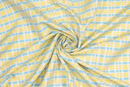 Yellow and Blue Checked Jacquard - Prime Fabrics