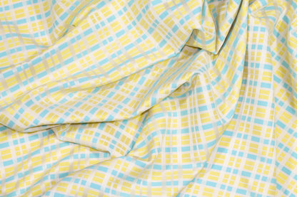 Yellow and Blue Checked Jacquard - Prime Fabrics