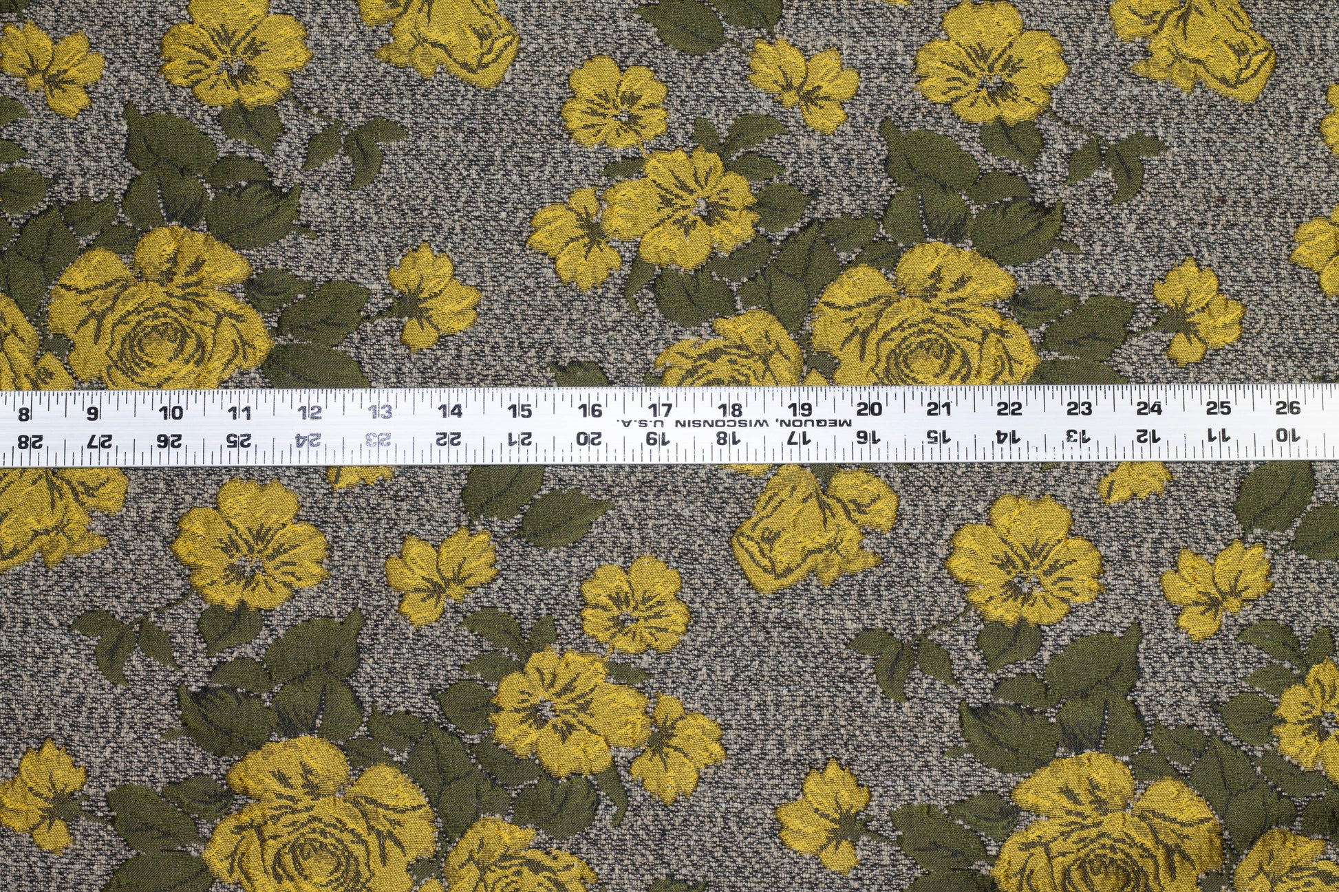 Yellow, Green, and Gray Floral Brocade - Prime Fabrics