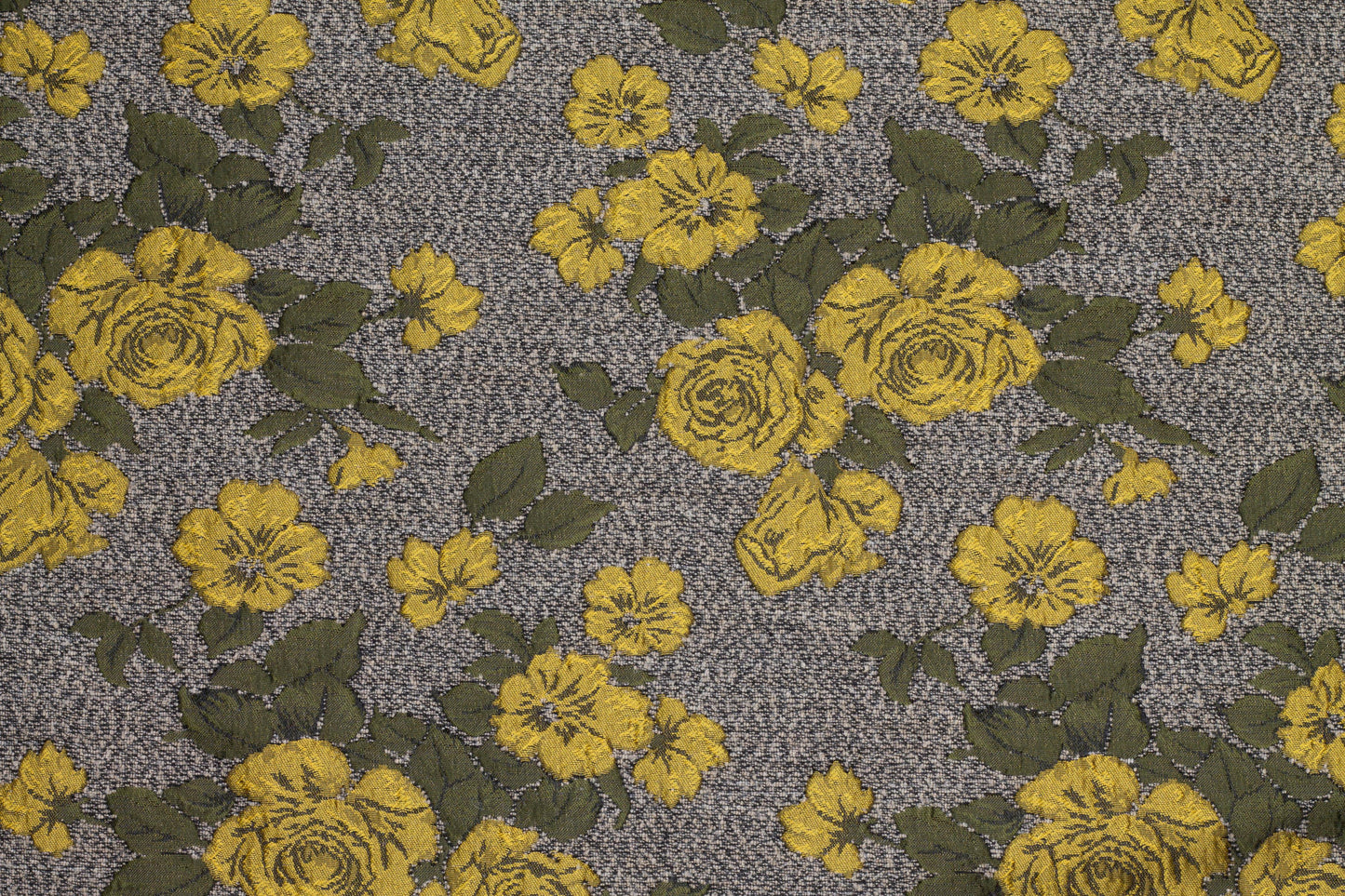 Yellow, Green, and Gray Floral Brocade - Prime Fabrics
