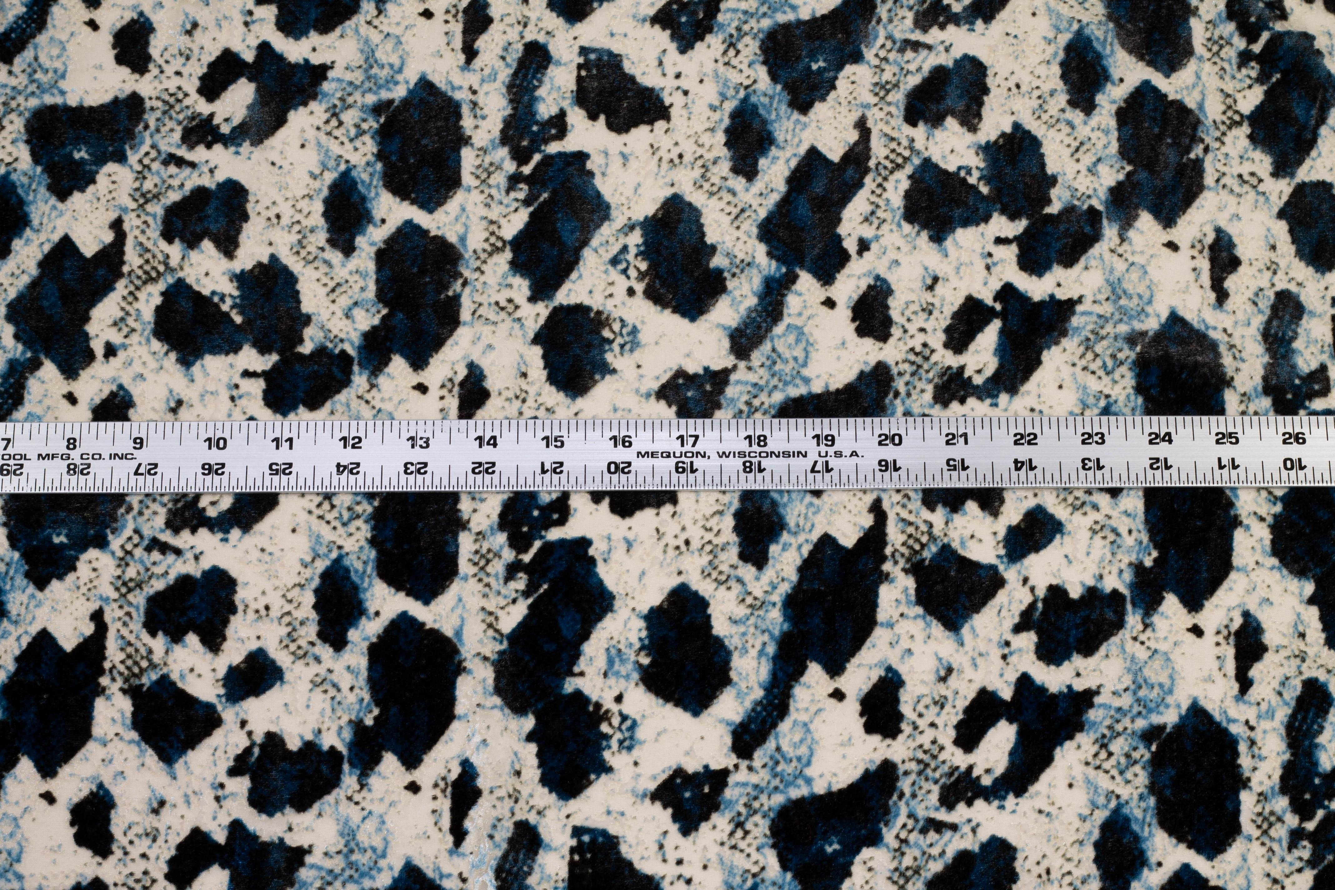 Deep Teal Abstract Silk Velvet - Prime Fabrics