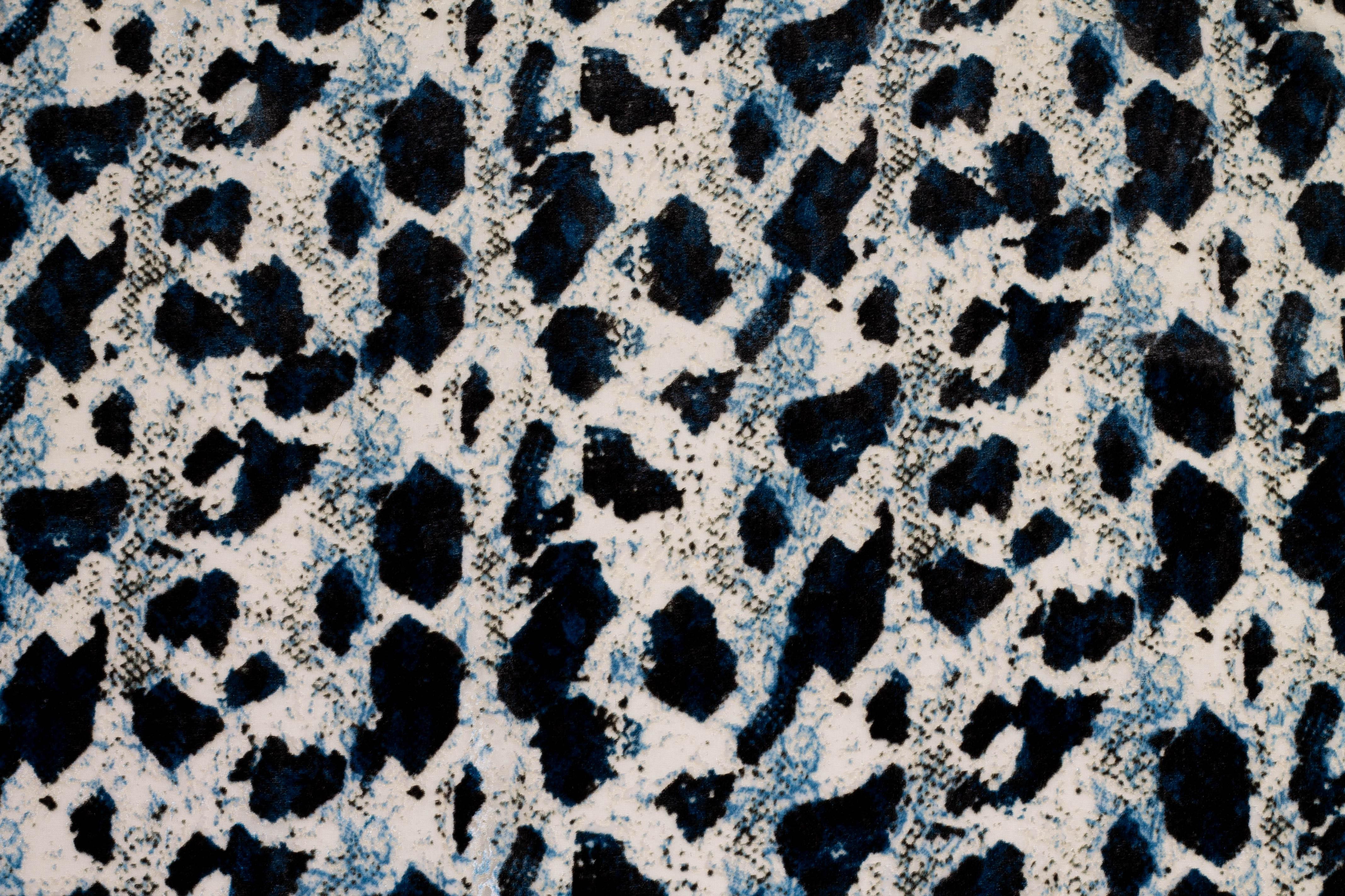 Deep Teal Abstract Silk Velvet - Prime Fabrics