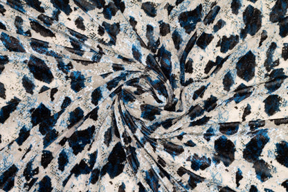 Deep Teal Abstract Silk Velvet - Prime Fabrics