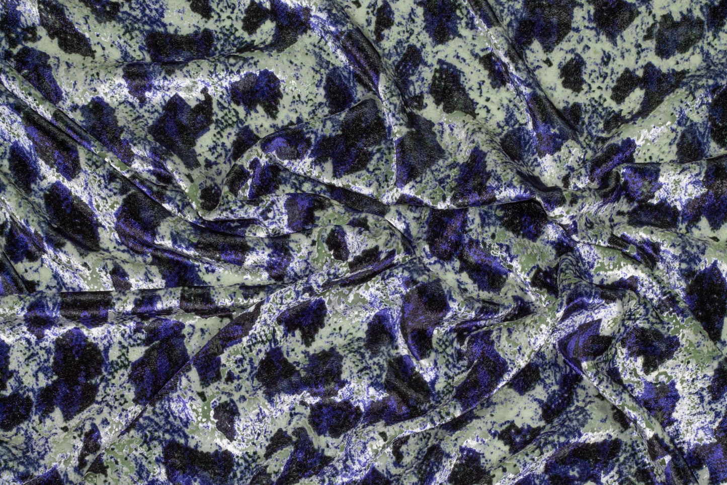 Navy Abstract Silk Velvet - Prime Fabrics