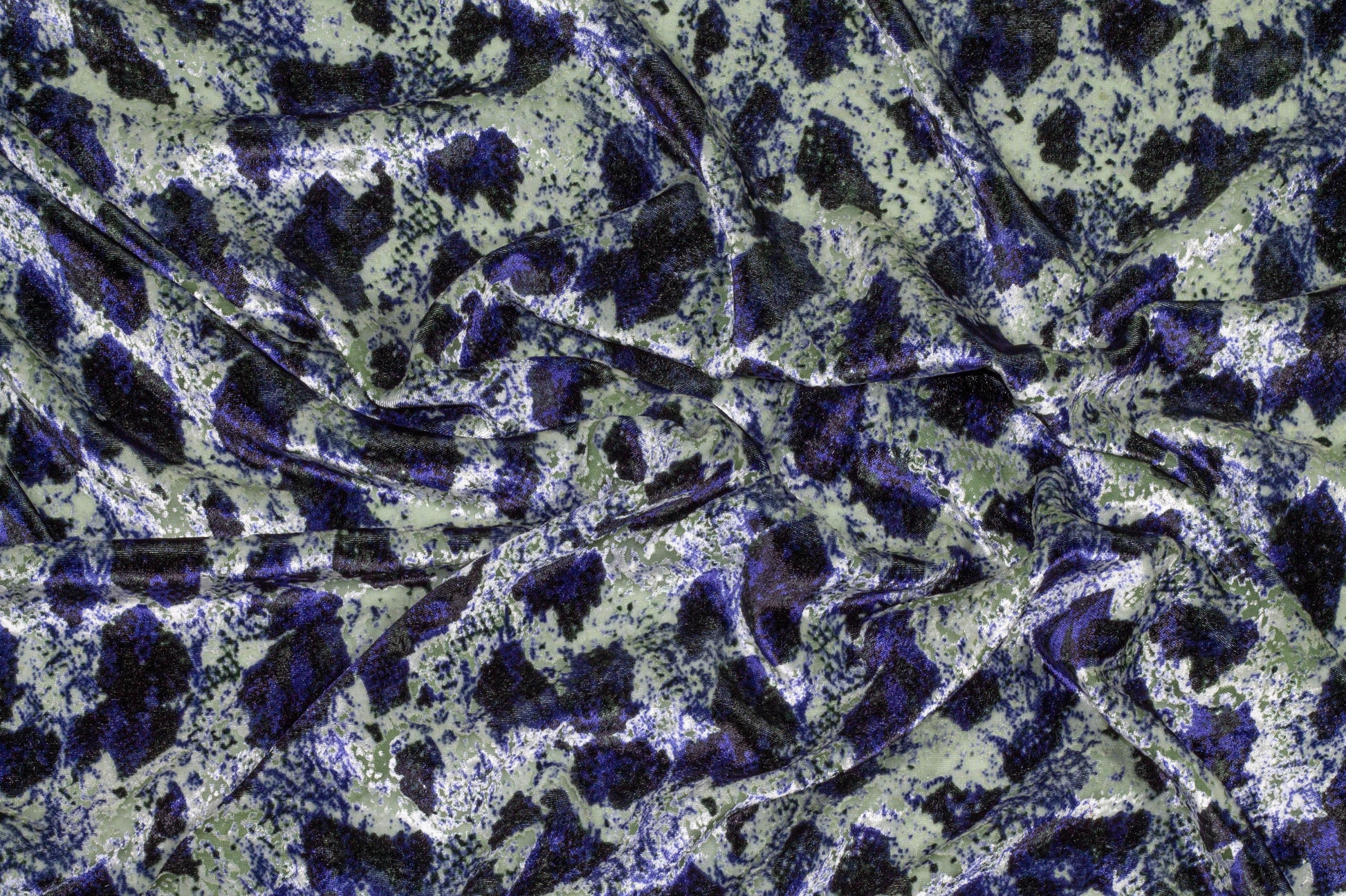 Navy Abstract Silk Velvet - Prime Fabrics