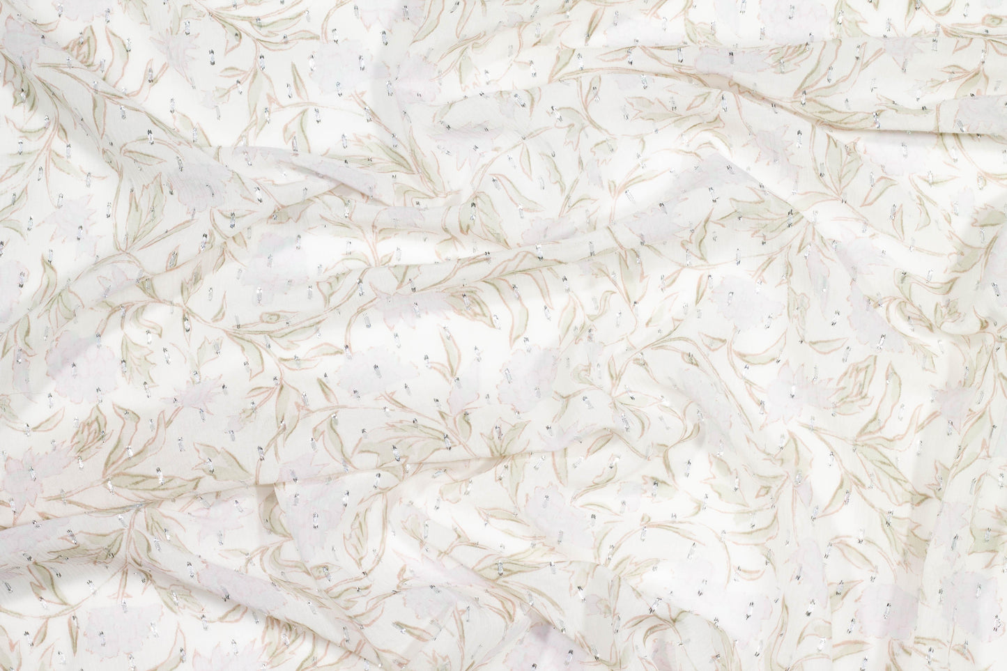 Floral Metallic Crushed Silk Chiffon - Prime Fabrics
