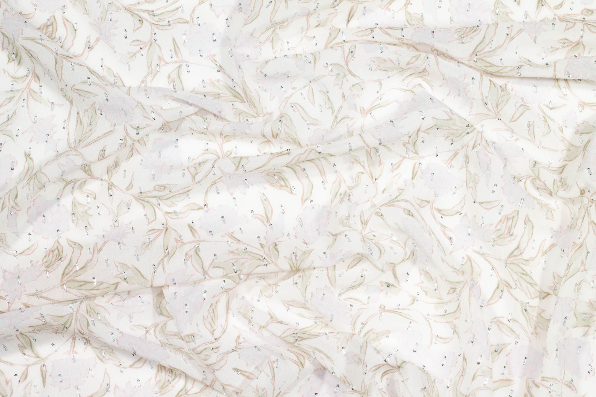 Floral Metallic Crushed Silk Chiffon - Prime Fabrics