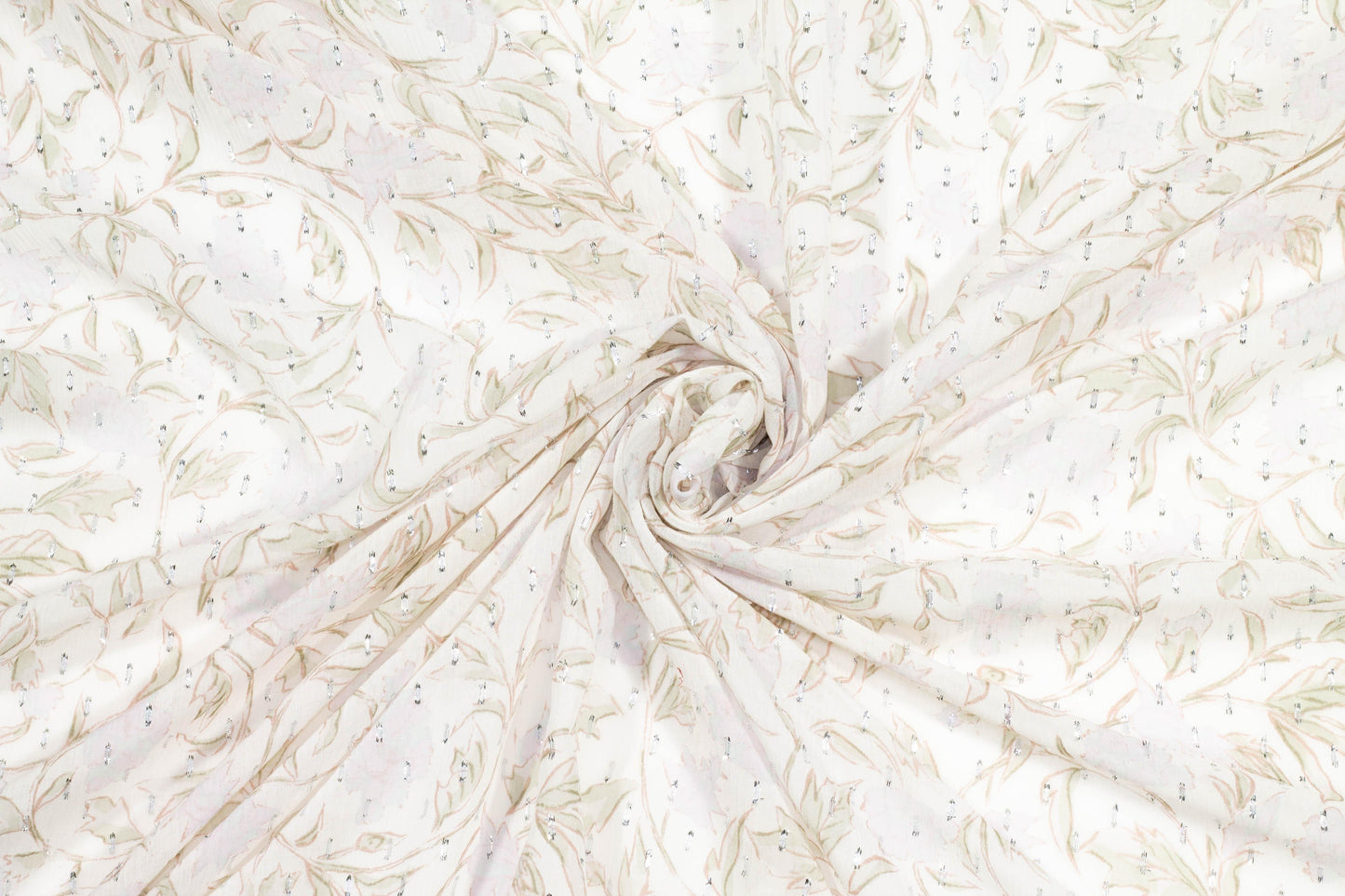 Floral Metallic Crushed Silk Chiffon - Prime Fabrics