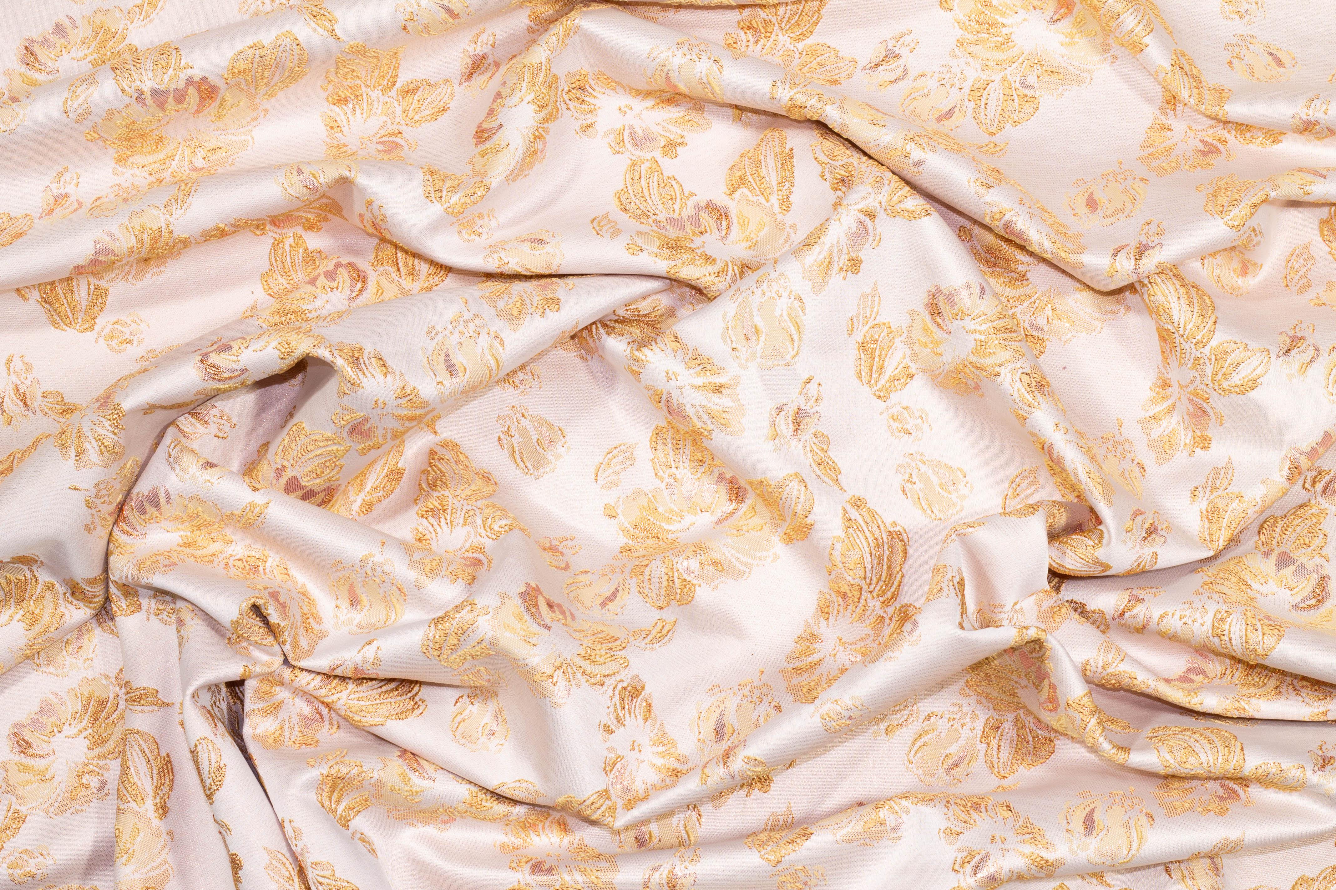 Peach Orange Metallic Brocade - Prime Fabrics