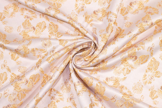 Peach Orange Metallic Brocade - Prime Fabrics