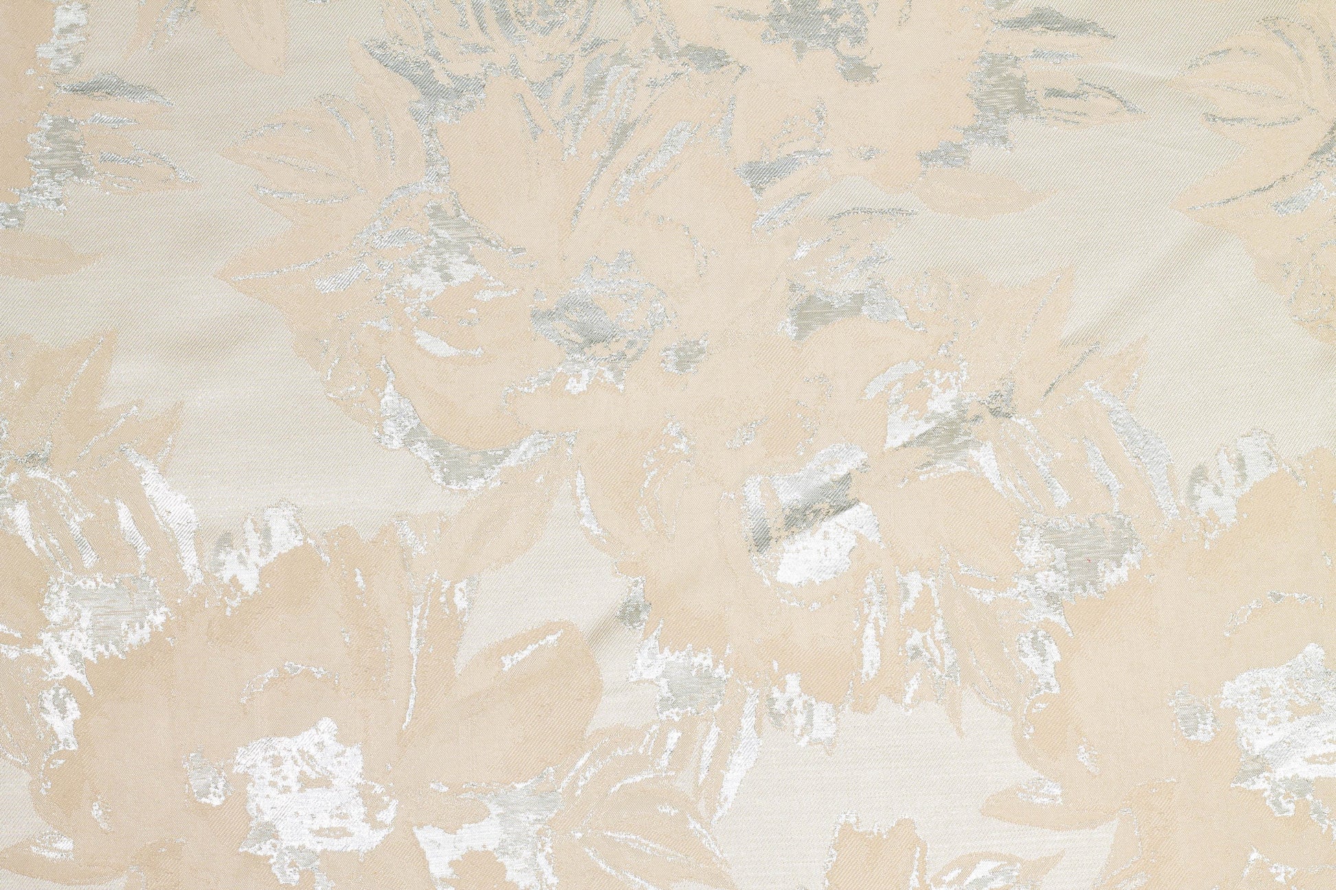 Off White and Silver Metallic Brocade - Prime Fabrics