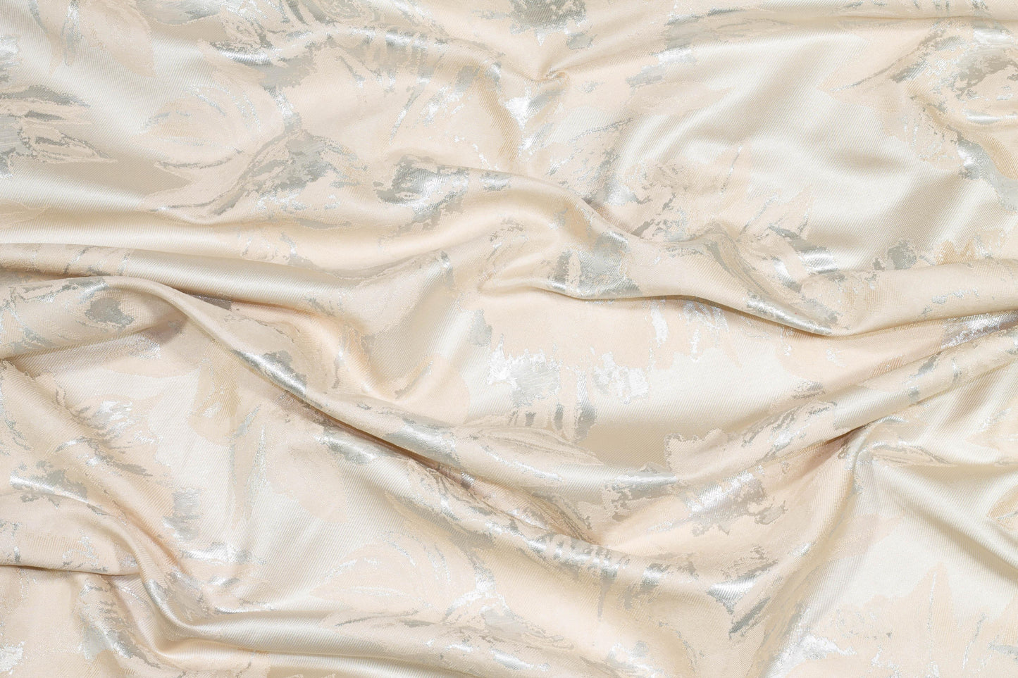 Off White and Silver Metallic Brocade - Prime Fabrics