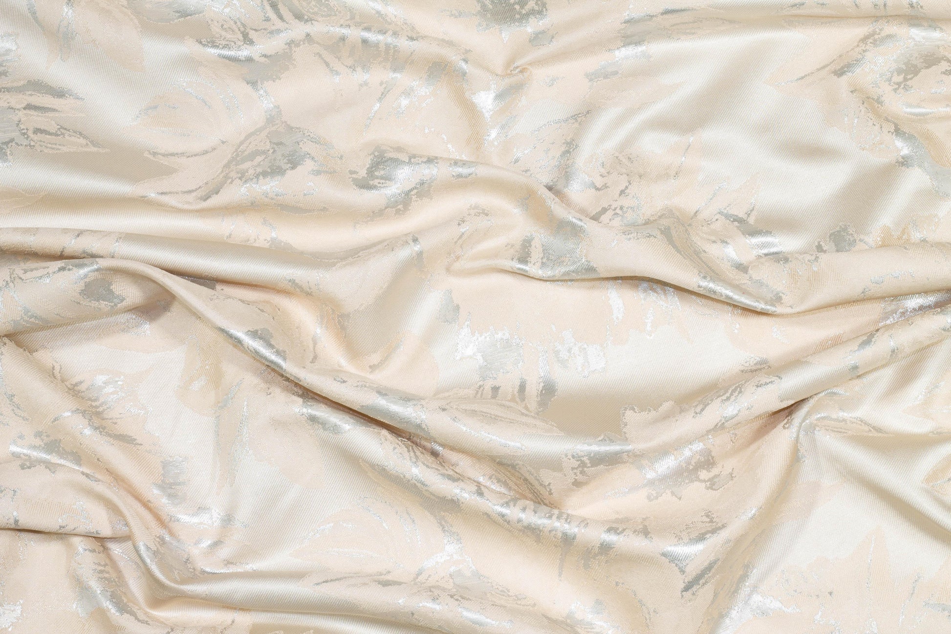 Off White and Silver Metallic Brocade - Prime Fabrics