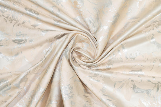 Off White and Silver Metallic Brocade - Prime Fabrics