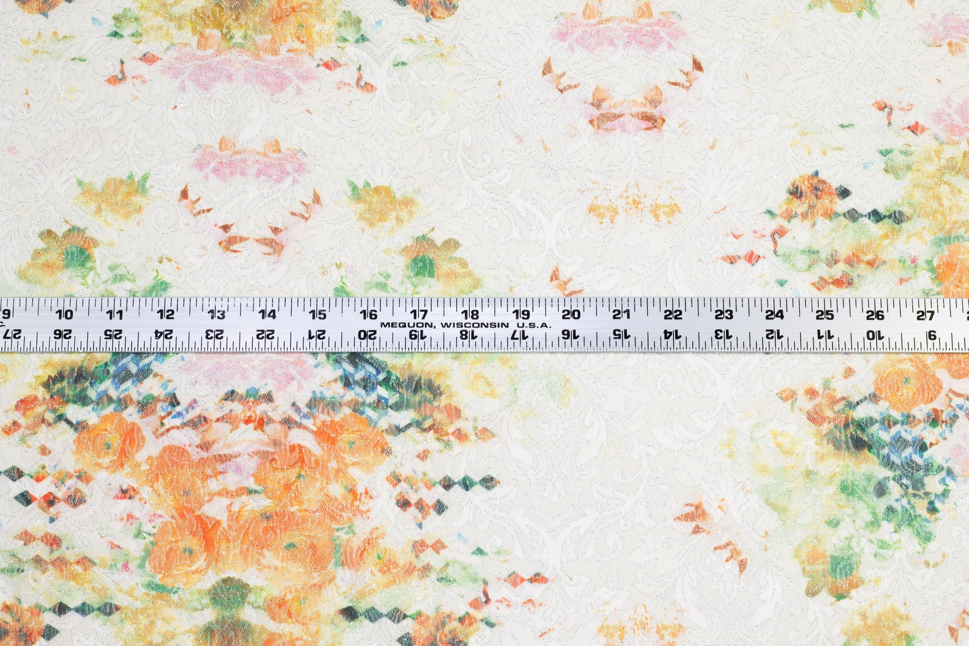 Multicolor Tie-Dye Floral Damask Metallic Brocade - Prime Fabrics