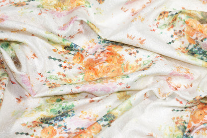 Multicolor Tie-Dye Floral Damask Metallic Brocade - Prime Fabrics