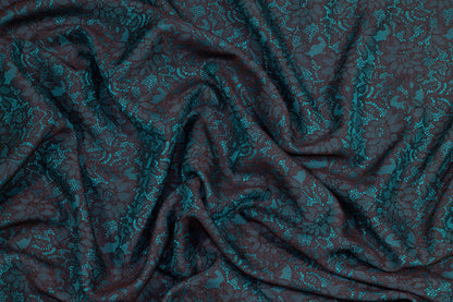Blue and Black Floral Jacquard - Prime Fabrics