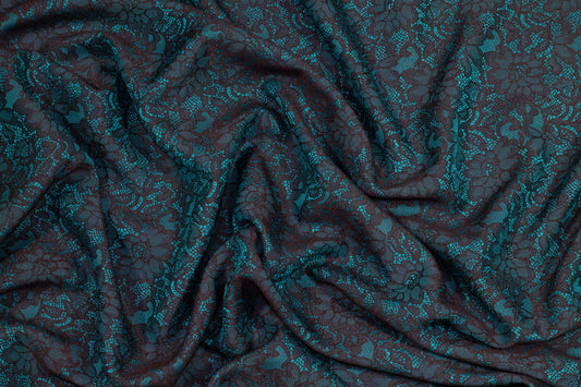 Blue and Black Floral Jacquard - Prime Fabrics