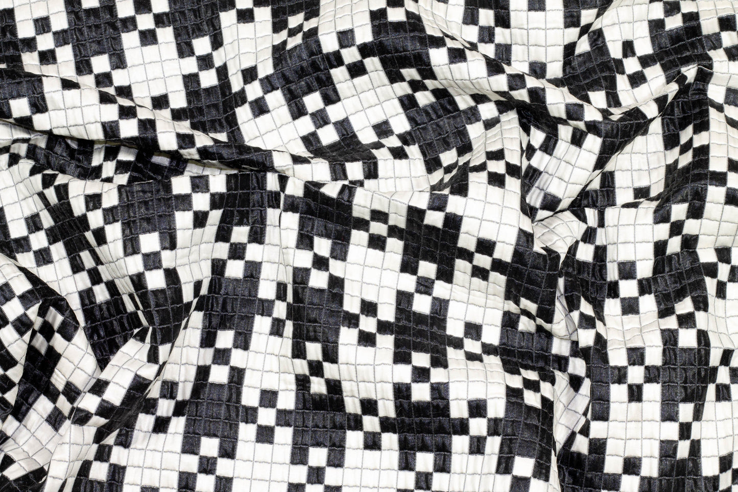 Black and White Checked Brocade - Prime Fabrics