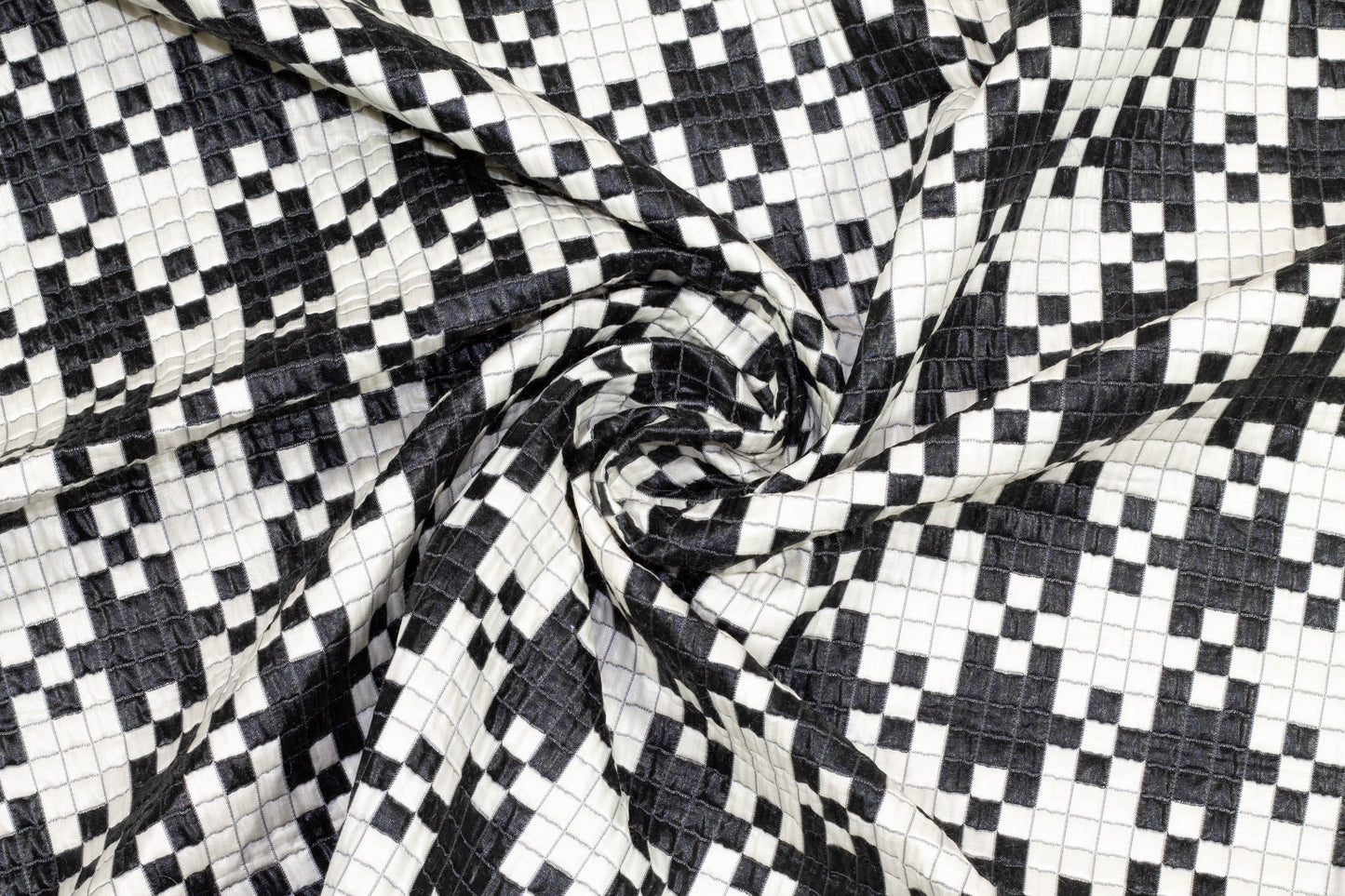 Black and White Checked Brocade - Prime Fabrics