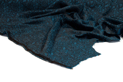 Blue and Black Floral Jacquard - Prime Fabrics