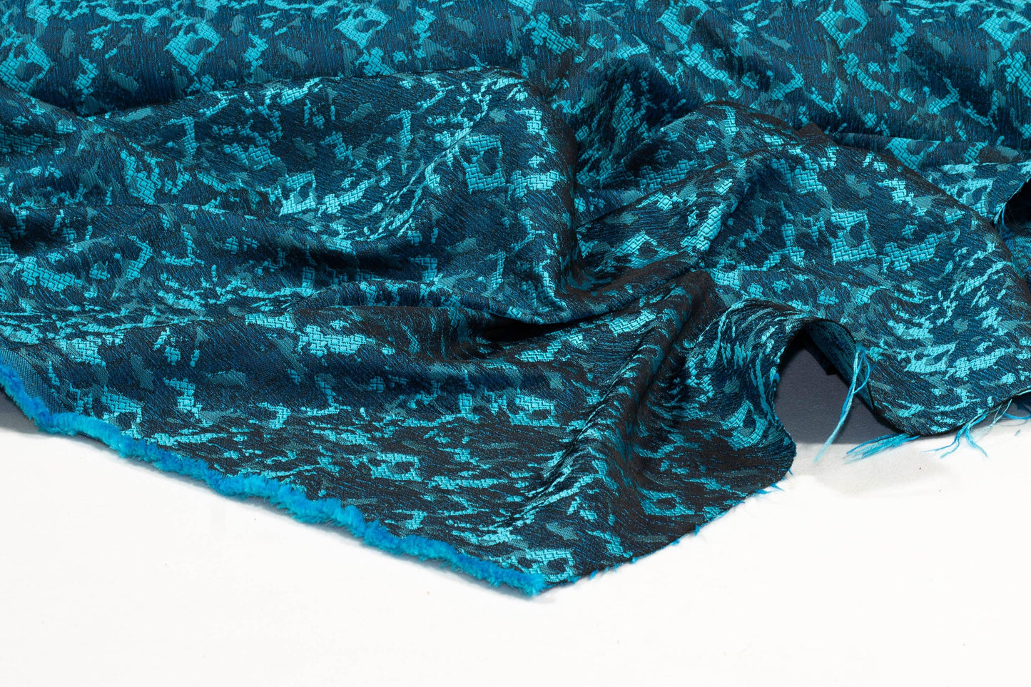 Aqua Blue Abstract Jacquard - Prime Fabrics