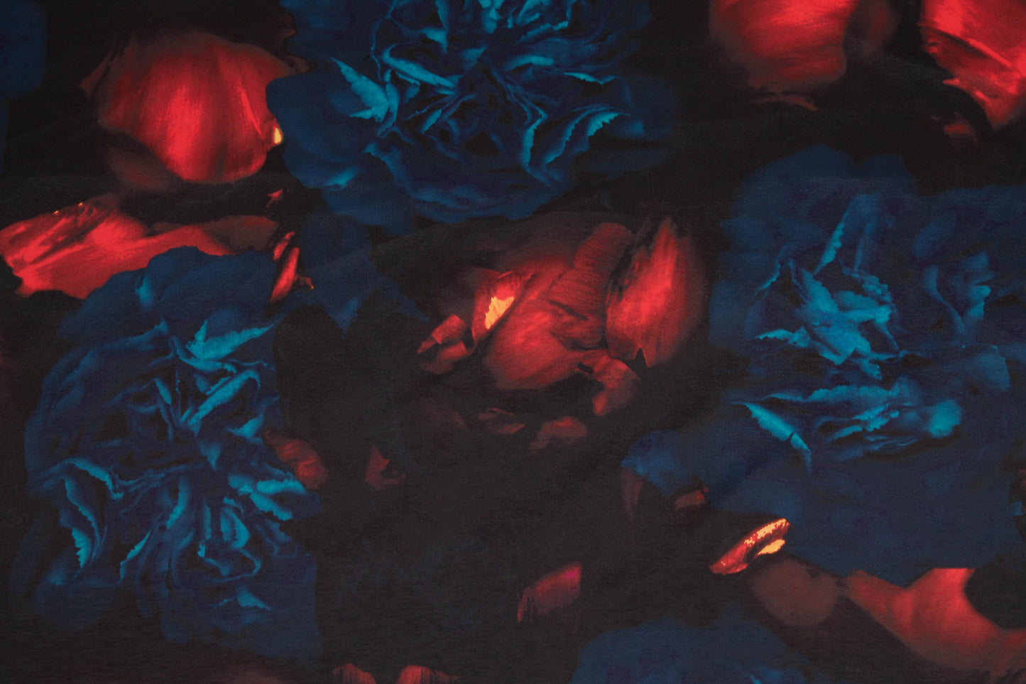 Dark Floral French Polyester - Blue, Red, Black - Prime Fabrics
