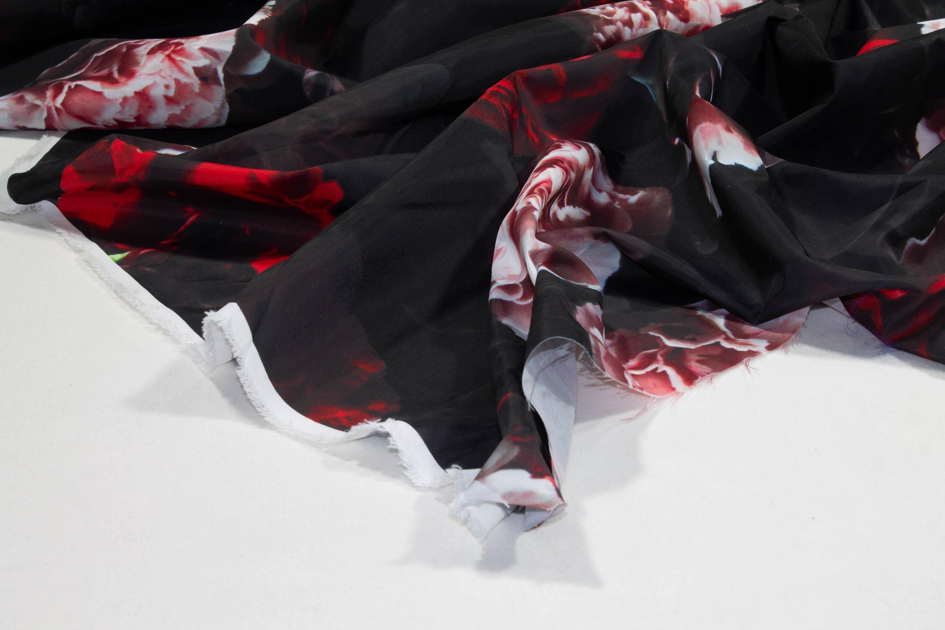 Dark Floral French Polyester - Red, Pink, Black - Prime Fabrics
