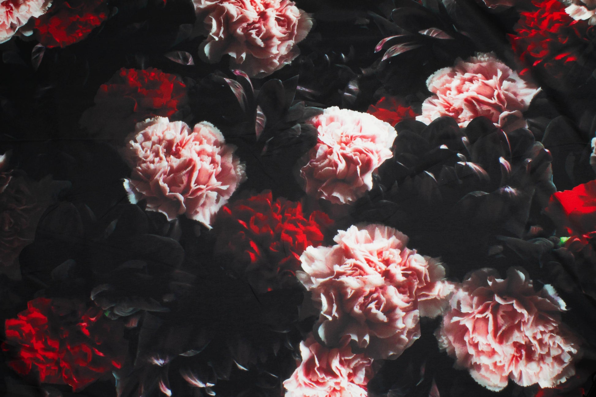 Dark Floral French Polyester - Red, Pink, Black - Prime Fabrics