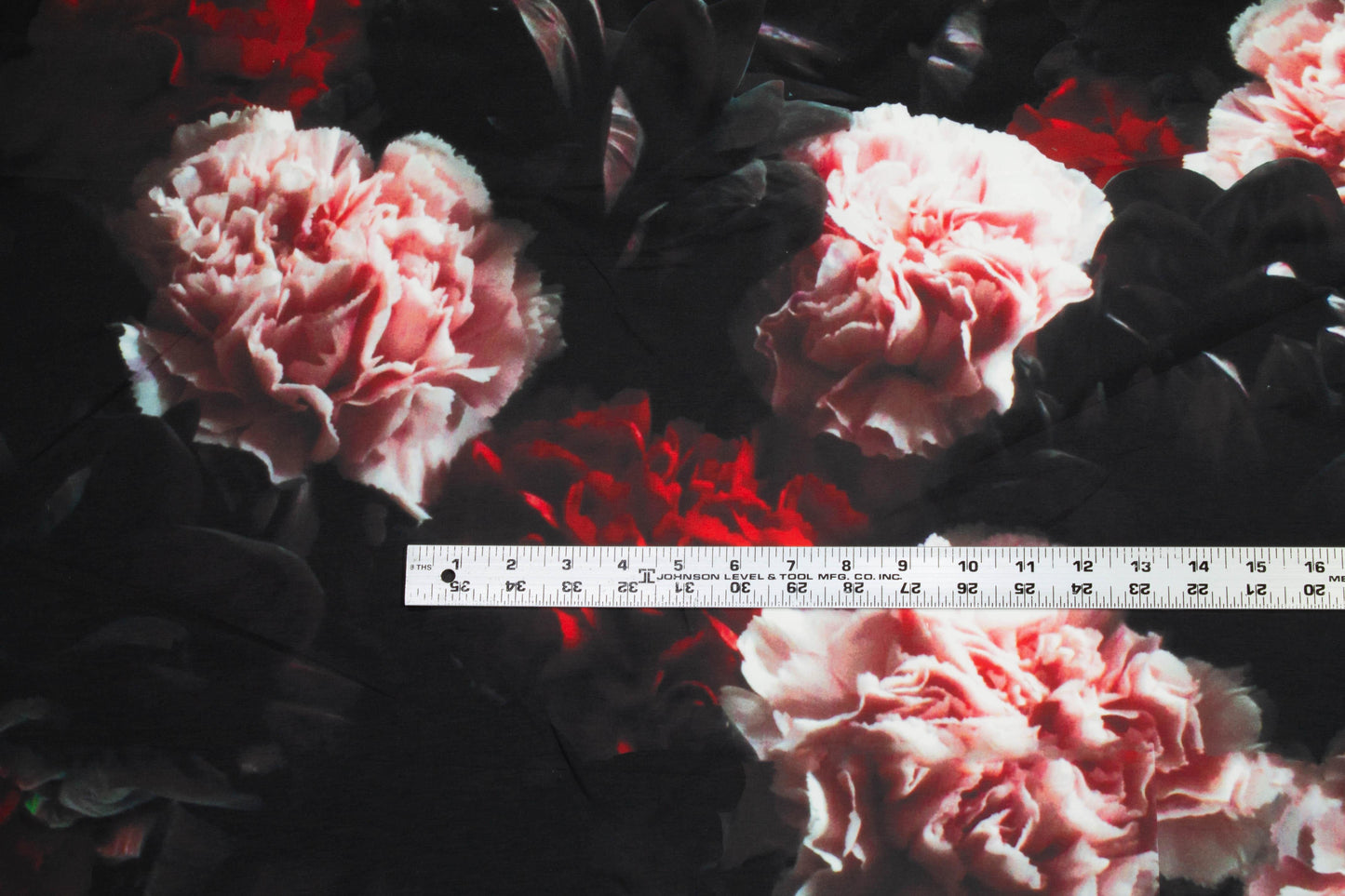 Dark Floral French Polyester - Red, Pink, Black - Prime Fabrics
