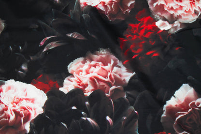 Dark Floral French Polyester - Red, Pink, Black - Prime Fabrics