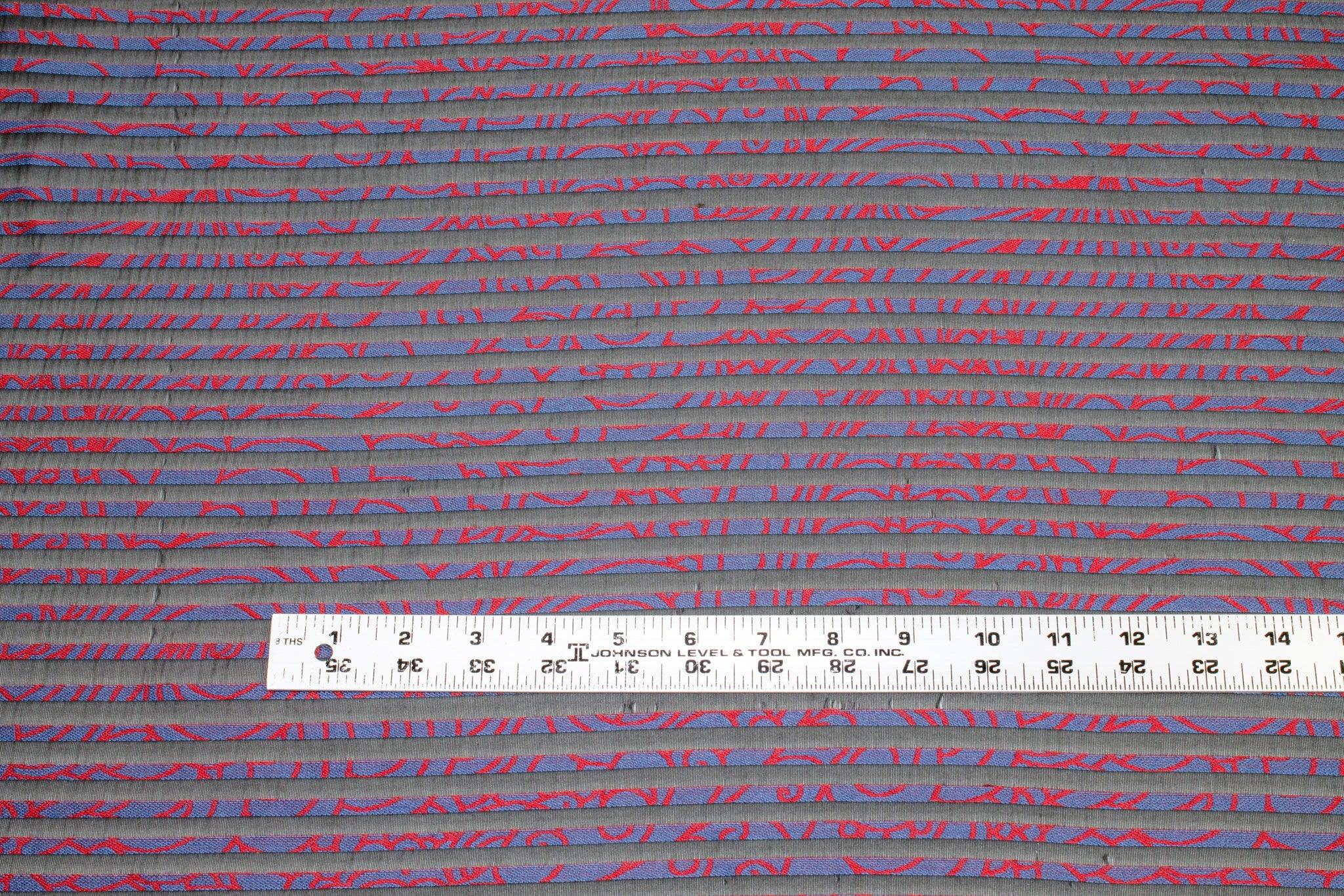Navy and Red Abstract Striped French Jacquard - Prime Fabrics