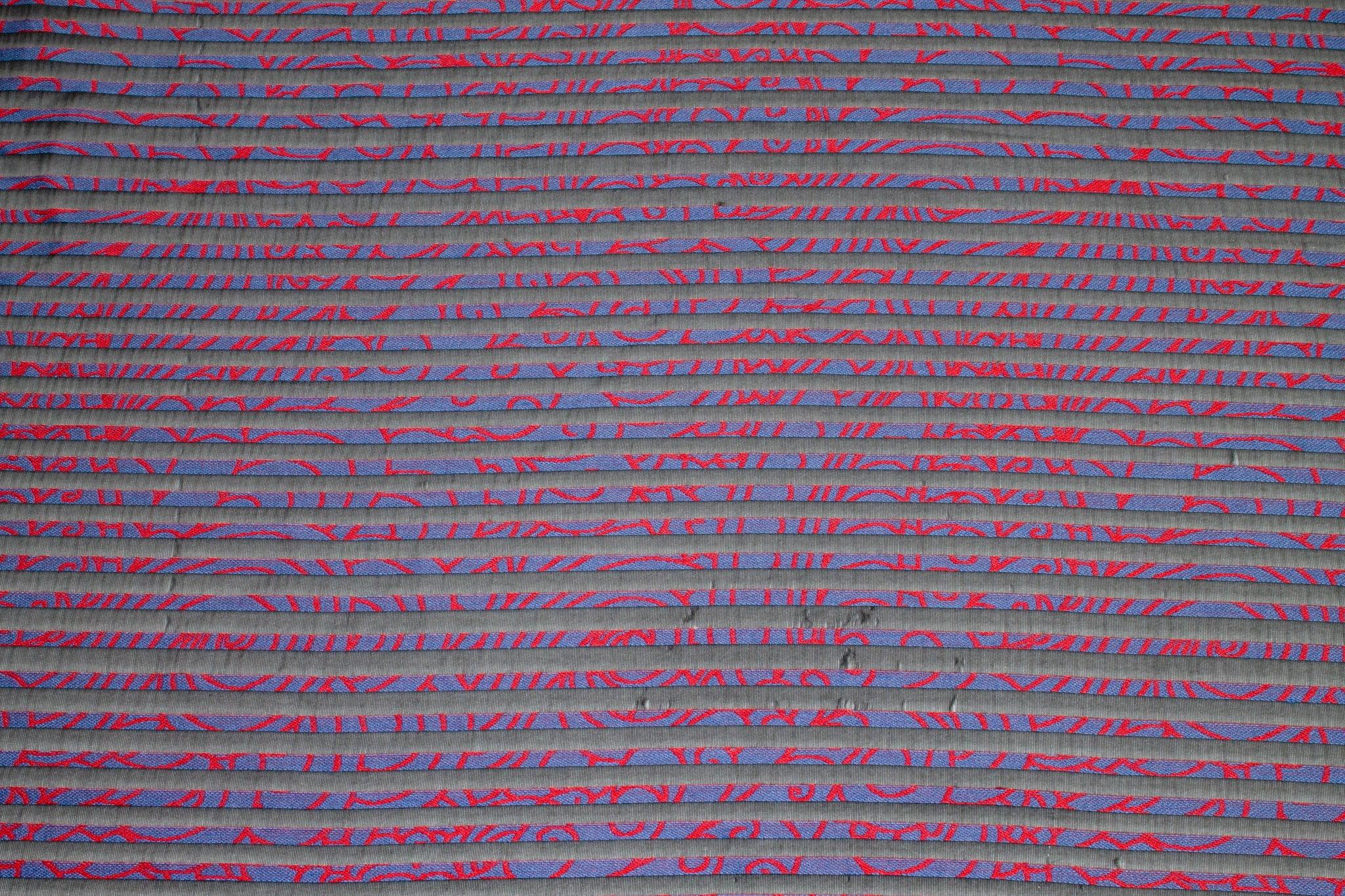 Navy and Red Abstract Striped French Jacquard - Prime Fabrics