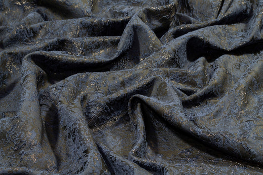 Navy Metallic Brocade - Prime Fabrics