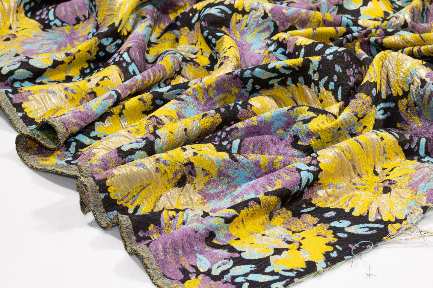 Multicolor Abstract Crushed Metallic Brocade - Prime Fabrics