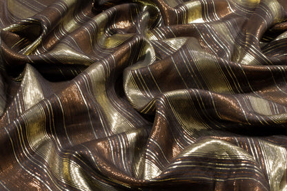Bronze and Gold Striped Metallic Silk - Prime Fabrics