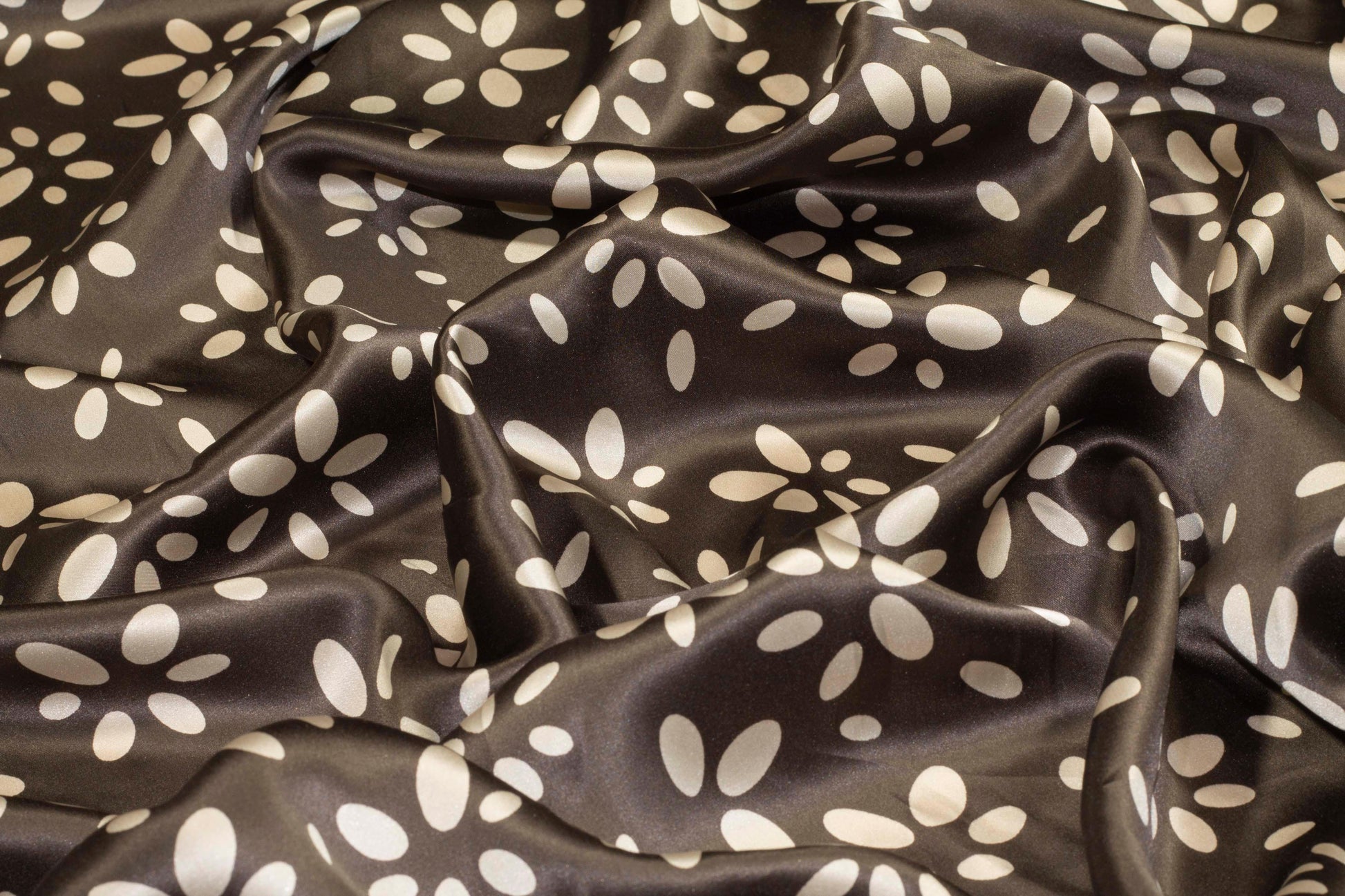 Gray and Taupe Floral Silk Charmeuse - Prime Fabrics