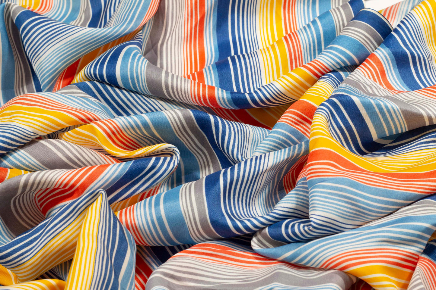Multicolor Striped Silk Charmeuse - Prime Fabrics