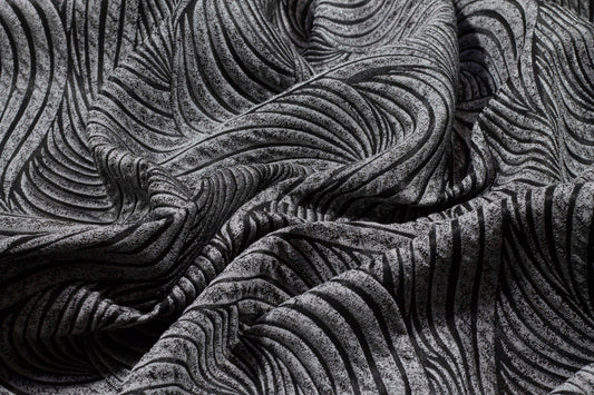 Gray and Black Metallic Brocade - Prime Fabrics