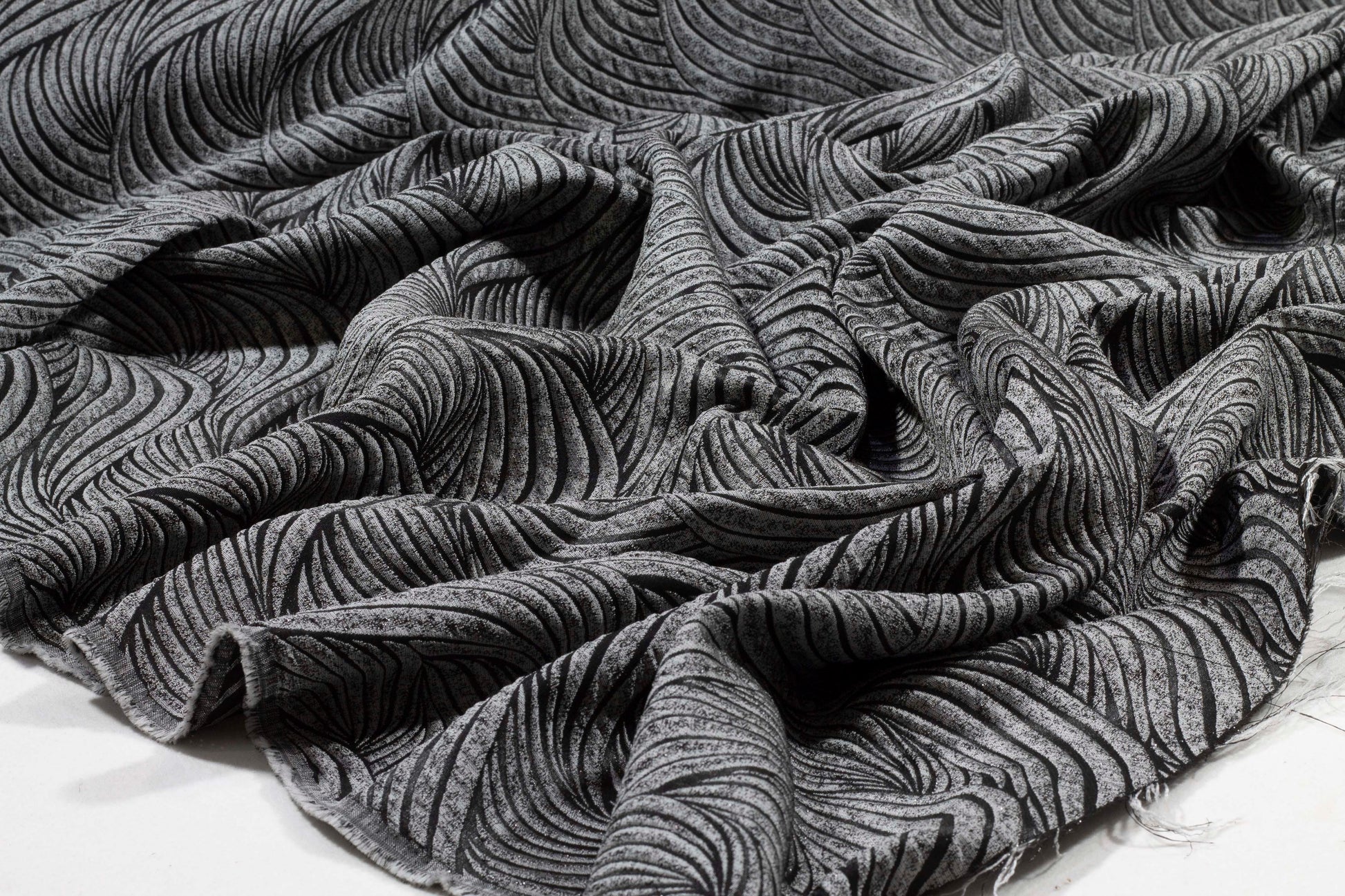 Gray and Black Metallic Brocade - Prime Fabrics