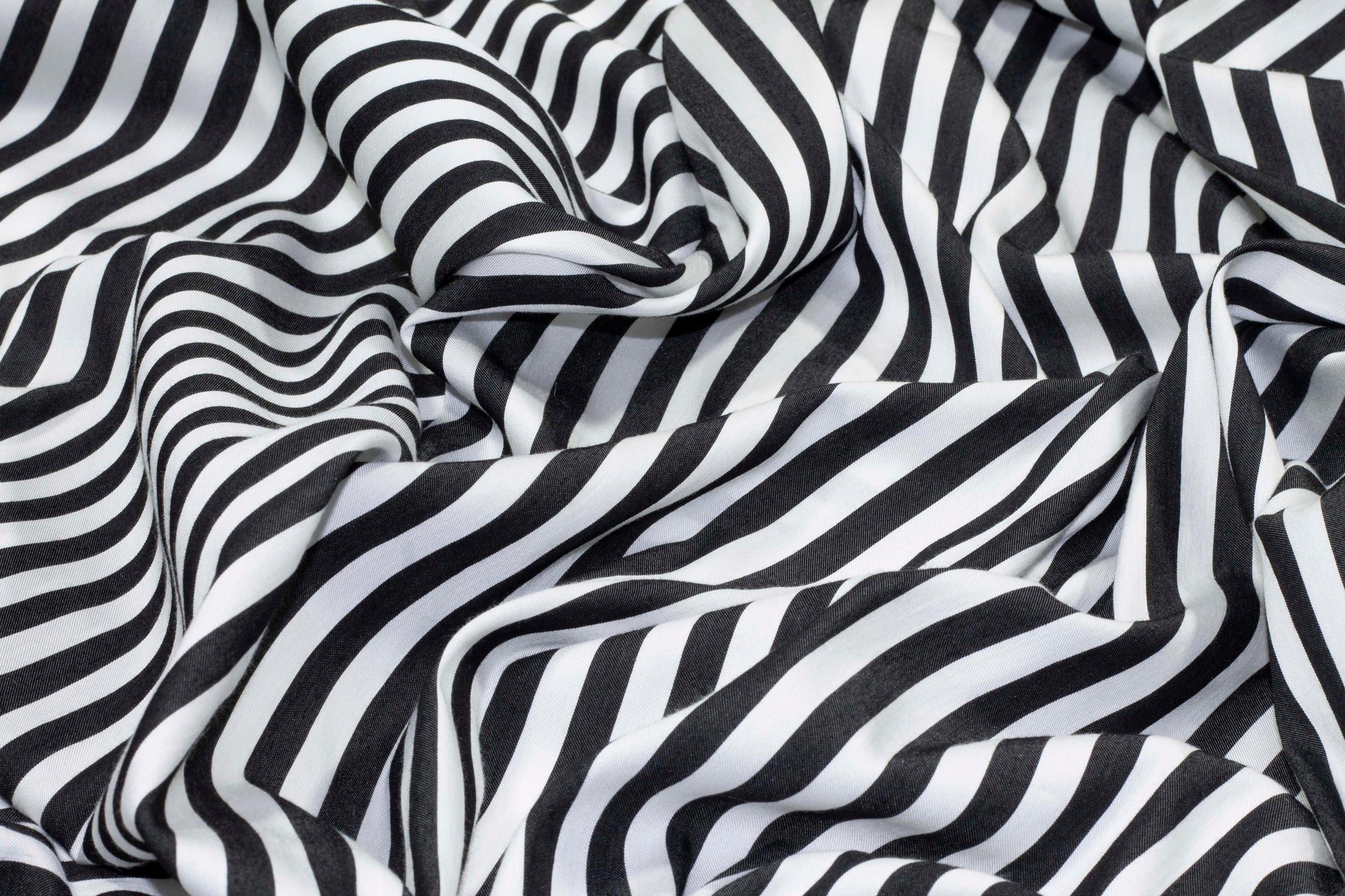 Black and White Striped Viscose - Prime Fabrics
