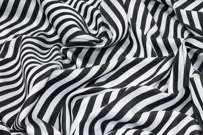 Black and White Striped Viscose - Prime Fabrics