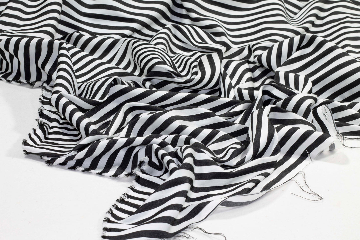 Black and White Striped Viscose - Prime Fabrics