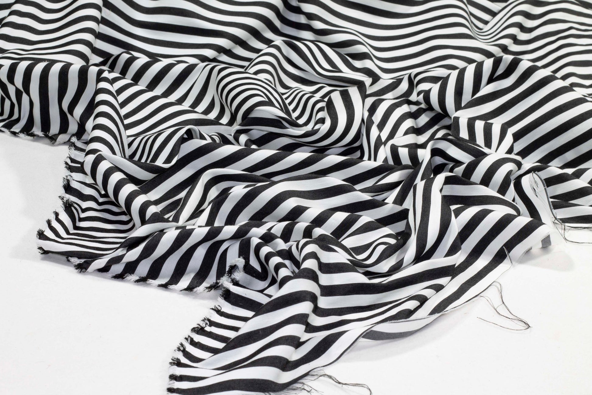 Black and White Striped Viscose - Prime Fabrics