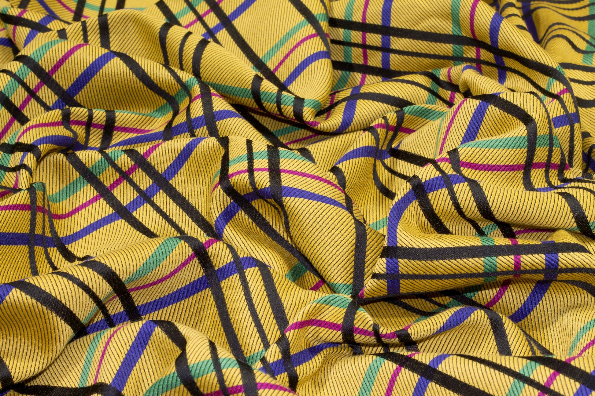 Yellow Multicolor Plaid Italian Wool Suiting - Prime Fabrics